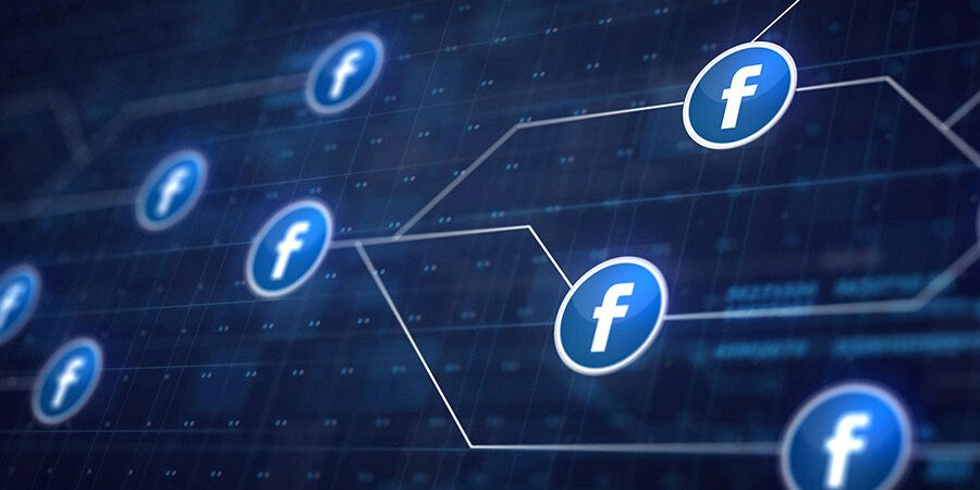 icone del social facebook collegate fra loro con delle linee
